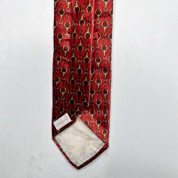 Scappino Men’s Necktie 4” Red & Gold Silk Neck Tie Bridal Bits - Picture 5 of 10